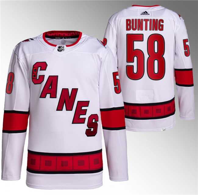 Men%27s Carolina Hurricanes #58 Michael Bunting White Stitched Jersey